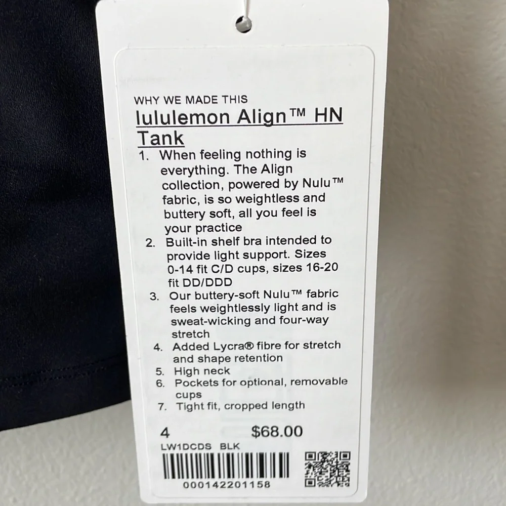 NWT Lululemon Align High-Neck Tank Top Black Size 4 - Picture 4 of 9